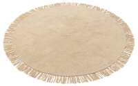 Tapijt Rond+Franjes Licht Beige