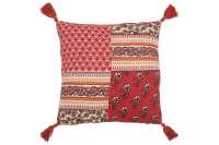 Cushion Flowers+Tassels Cotton Red