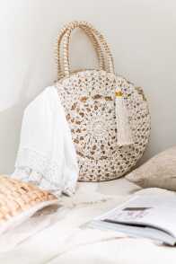 Sac De Plage Rond+Floche Jonc De