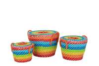 Set Of 3 Basket Rainbow