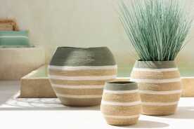 Set Of 3 Basket Stripes Seagrass