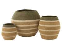 Set Of 3 Basket Stripes Seagrass