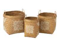 Set Of 3 Baskets Drawing Bamboo