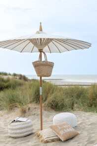 Parasol Lorie Hout/Katoen Wit