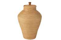 Vase Mit Deckel Rattan Naturell