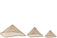 Set Of 3 Lampshades Pyramid Bamboo
