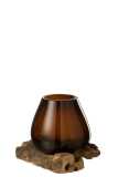 Vase Sur Pied Gamal Bois/Verre