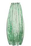 Vase Ribbed Glass Aqua Large