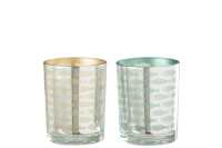 Windlicht Fische Glas Beige/Blau