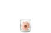 Tealight Flower Pink Glass Mix