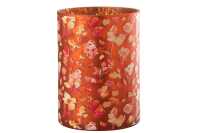 Windlicht Blumen Glas Orange Large