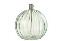 Oil Lamp Ribbed Glass Aqua Large