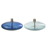 Oil Lamp Low Glass Blue Assortment