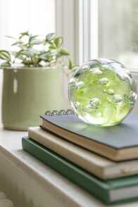 Paperweight Bubbles Glass Green