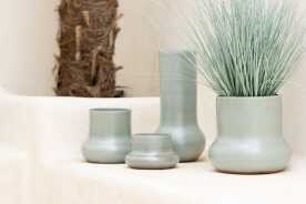 Vase Organic Ceramic Grey Blue