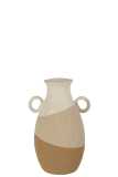 Vase Ohr Keramik Beige/Hell Braun