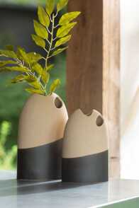 Vase Haut Ceramique Beige/Noir