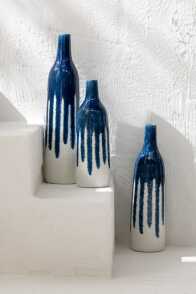 Vase Paint Ceramic White/Blue