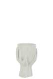 Cachepot Mains Ciment Blanc Small