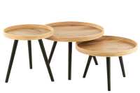 Set Of 3 Coffee Table Round Mango