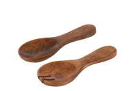 Set Of 2 Server Acacia Wood Dark