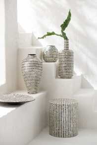 Vase Striped Shell/Bamboo Black