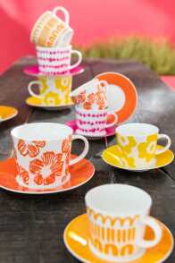 Juego 4 Tazas Café + Plato En