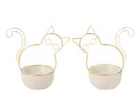 Cat Glasses Bowl Porcelain/Metal