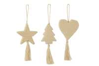 Hanger Star Heart Tree Jute Cream