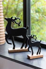 Reindeer On Base Aluminium/Wood