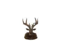 Head Deer Fur Resin Brown Small