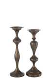 Set Of 2 Candle Holder Metal Brown