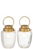 Lanterns Led Glass/Metal Gold