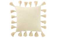 Cushion Woven Tassels Cotton White