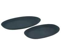 Set De 2 Plateaux Oval Fer Bleu