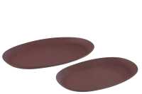 Set Of 2 Plates Maroon Rust