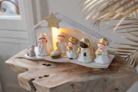 Creche Led Porcelaine Blanc/Or