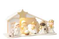 Creche Led Porcelaine Blanc/Or