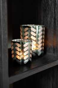 Tealicht Holder Herringbone Glass