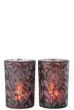 Windlicht Blumen Glas Matt Lila