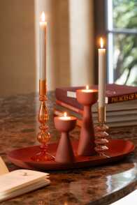 Candleholder Ribbel Glass Orange