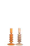 Candleholder Ribbel Glass Orange