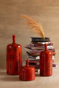 Vase Akane Bottle Ceramic Red