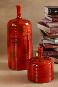 Vase Akane Bottle Ceramic Red