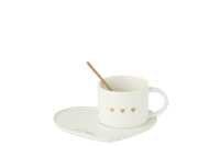 Mug+Saucer+Spoon 3heart Ceramic