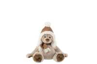 Bear+Hat Plush Polyester Brown