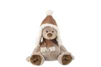 Bear+Hat Plush Polyester Brown