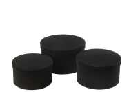 Set Of 3 Box Round Flat Velvet