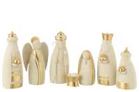 Creche 7 Pieces Resine Blanc/Or