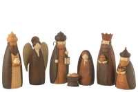 Creche 7 Pieces Resine Marron